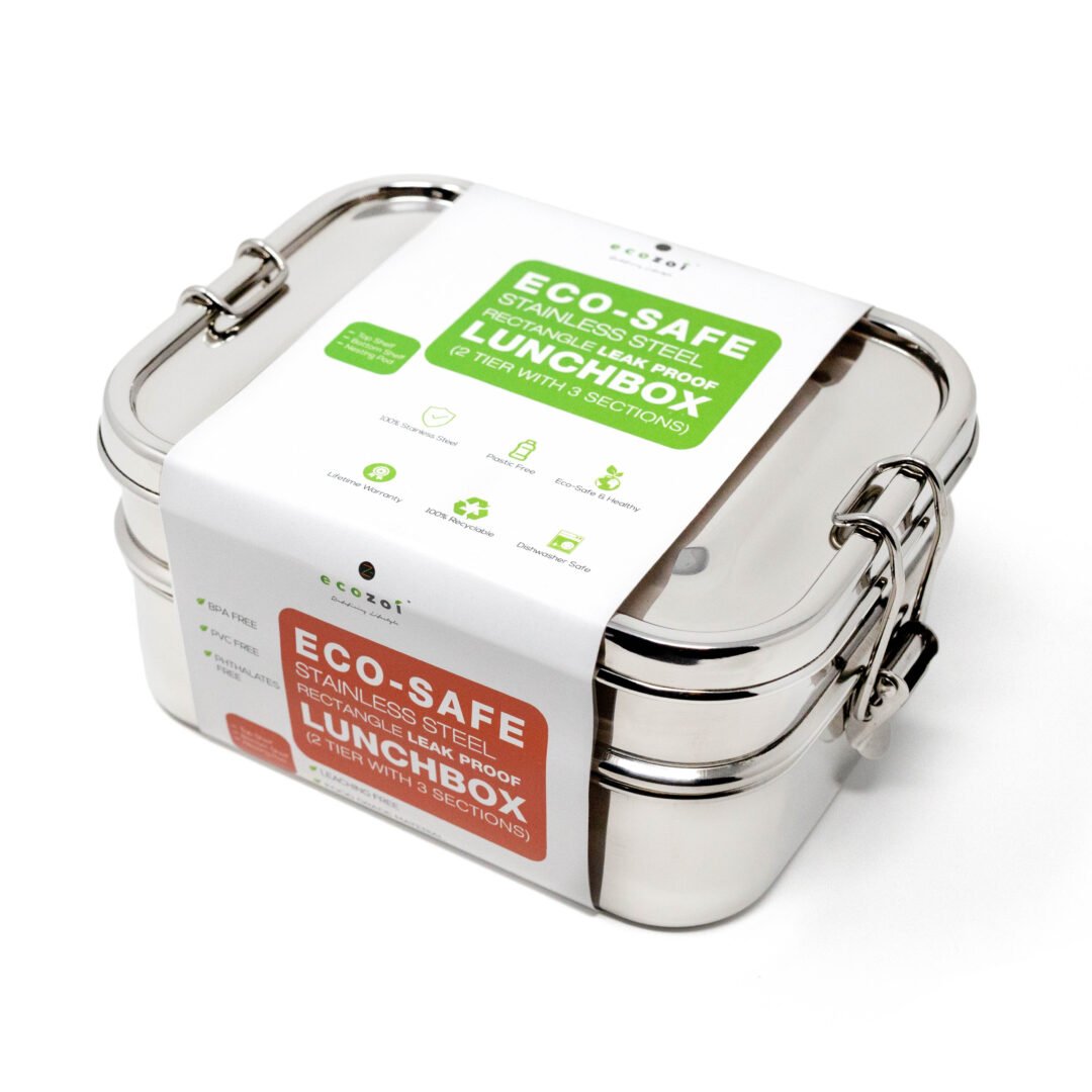 STAINLESS STEEL LUNCH BOX, 2 TIER Leak Proof, 3 COMPARTMENTS, 1700 ML